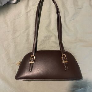 Classic Dark Brown Leather Shoulder Bag - Women